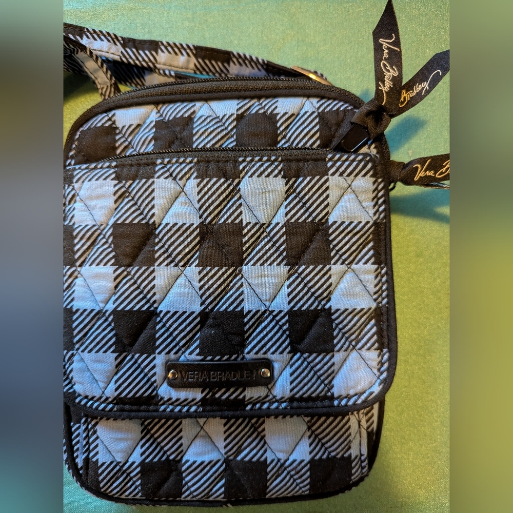 Vera Bradley Blue & Black Quilted Cotton Mini Crossbody Bag- Like New